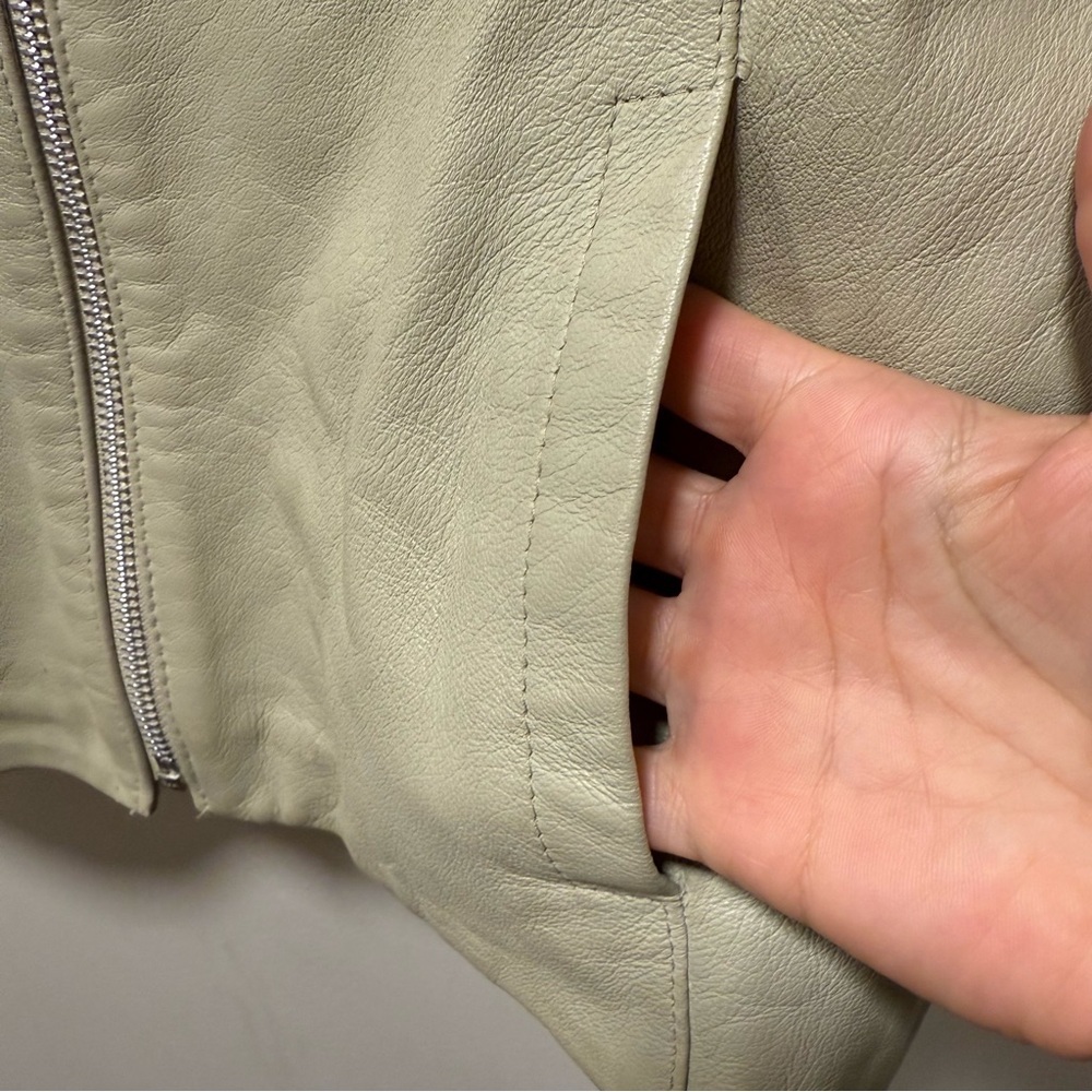 VTG 70s Cream Leather Cafe Racer Jacket UK Small Made in England - Picture 8 of 16